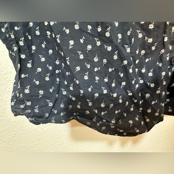 RVCA blue button up shirt floral collar dress men shirt size large - Picture 4 of 9